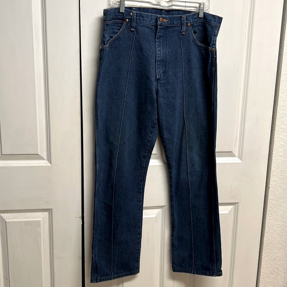 Wrangler Dark Blue Denim 5 Pocket Straight Leg Jeans Size 36 x 30